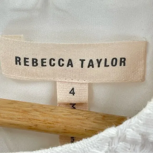 Rebecca Taylor Jacquard Knit Sleeveless White Tonal Floral Fit & Flare Dress 4 - Picture 12 of 15